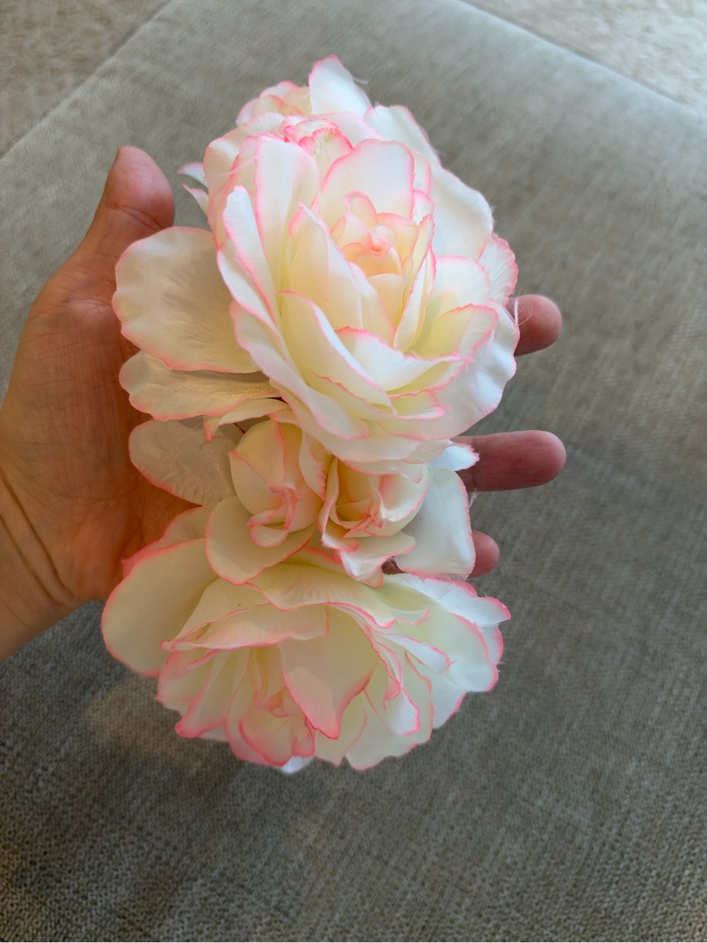 Floral roses cream pink headband
